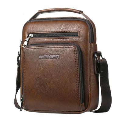 China Newspaper Used Hot Sale Fashion Designer Custom Logo PU Leather Men's Casual Cross - Waterproof Body Bag Business Shoulder Messenger Bag for sale