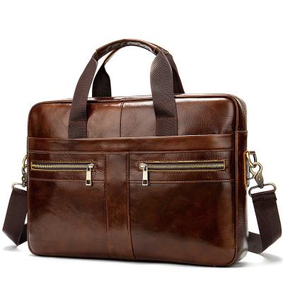 China High Quality Business Laptop Computer Handbag Waterproof Men Bag Soft Sided Genuine Leather Briefcase For Men for sale