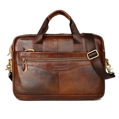 China Business Cowhide Leather Messenger Shoulder Bag Business Laptop Briefcase Handbags For Men for sale