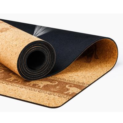 China Custom Printed Meditation Durable Friendly Fitness Equipment App Yoga Gym Exercise Fitness Cork Yoga Mat for sale