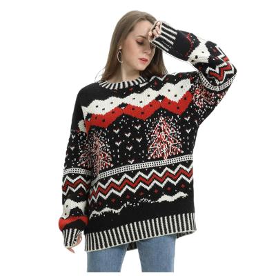 China 2022 Anti-Wrinkle Jacquard Sweater Crewneck Christmas Women Sweater Ugly Christmas Sweater OEM&ODM for sale