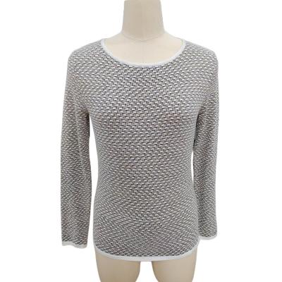 China Anti-Wrinkle Crewneck Sweater Long Sleeve Customized Tops Pattern Jacquard Sweater Women Fancy Pullover for sale