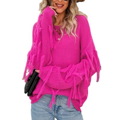 China new large size women's sweater autumn and winter anti-wrinkle knitted tassel women's loose sweater for sale