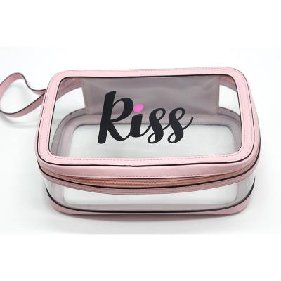 China Fashion Stock Fashion Makeup Bag PVC Wash Waterproof Clear Toiletry Bag PVC Cosmetic Bag for sale