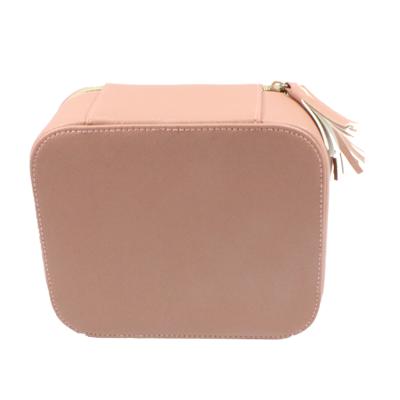 China Custom Fashion Mini Portable Makeup Bag Pink PU Zipper Cosmetic Bag for sale