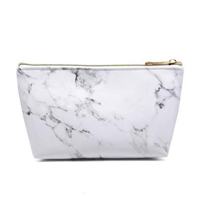 China Wholesale Custom Luxury Fashion Leather Makeup Bag Marble Luxury Travel Cosmetic Bag for sale