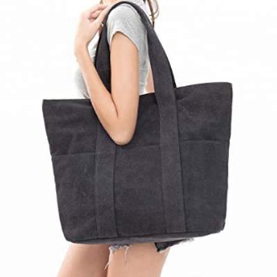 China Wholesale Black Canvas Women Popular Casual Tote Large Capacity Designer Luxury Handbag for sale