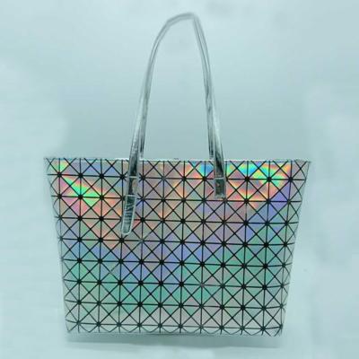 China Bags With Zipper Fashion Design Shoulder Bag Geometric Large Capacity PU Handbag for sale