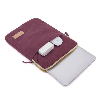 China Wholesale Durable Waterproof Canvas Tablet Sleeve Custom Made Wine Red Heavy Duty Tablet Laptop Sleeve for sale