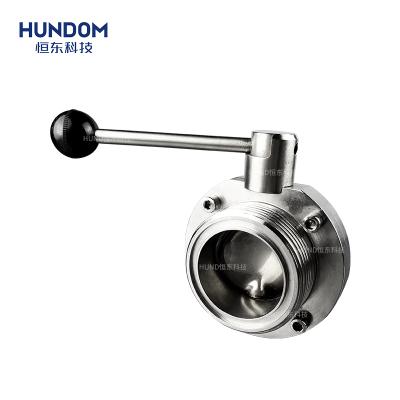 China Food Grade 304 Stainless Steel Price General Sanitary SMS Thread Butterfly Valve For Tank Outlet, For Pipe Connection for sale