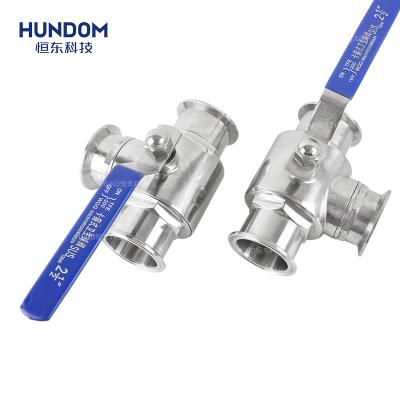 China Stainless Steel Manual General 3 Way T Type Operated Sanitary Ball Valve Full Bore Tri Clamp Ball Valves Stand for sale