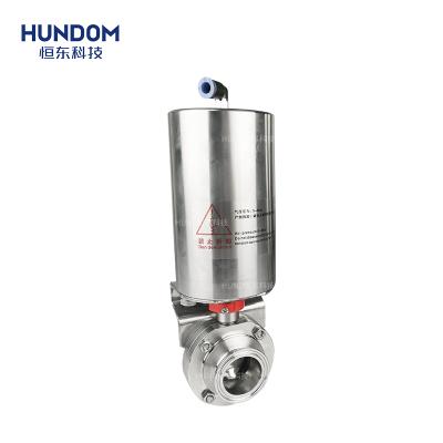 China General Food Grade 304 Sanitary Tri Flange Stainless Steel Pneumatic Butterfly Valve for sale