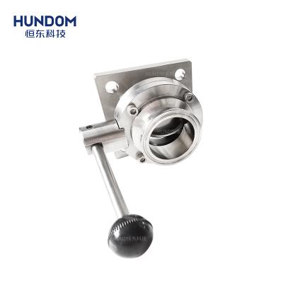 China General Stainless Steel Sanitary Square Flange And Tri Flange Butterfly Valve for sale