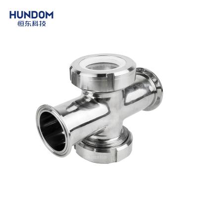 China Food Stainless Steel Tri Clamp 4 Way Cross Sight Glass For Pipe Fittings for sale