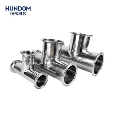 China Food High Quality Welding Flange Connector Stainless Steel Vacuum Quick Install To Tap Sanitary Pipe Fittings Vacuum 3 Way for sale