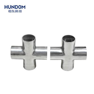 China Corrosion And Food High Temperature Resistant Kf Stainless Steel Sanitary Pipe Fittings 4 Way Vacuum Cross Fittings for sale