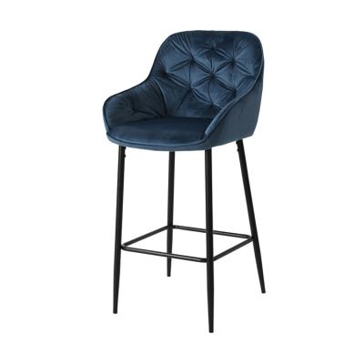 China Eco - Friendly Steel Base Metal Base Velvet High Bar Back Chair For Bar Table for sale