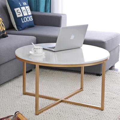 China Luxury Gold Coffee Tables (Others) Nordic Modern Adjustable Metal Round White Marble Leg Coffee Table X-base Leg for sale