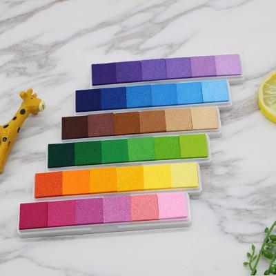 China Children's Toy 6 Color Strips Gradient Ink Pad Kids Rubber Stamp Fingerprint DIY Colorful Stamp Pad for sale