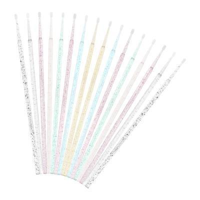 China 100Pcs/Bag Plastic Micro Glitter Swab Brushes Lint Free Lash Mini Brush For Eyelash Extension Make Up Tools for sale