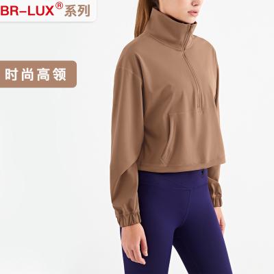 China Casual Short Fitness Anti-Wrinkle Sweater Anti-Wrinkle Zipper Sports Top Jackets Coat Autumn Clothing For Women's Jackets for sale