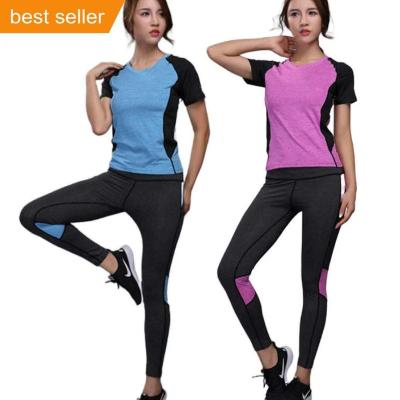 China Anti-static Women's Sportswear Fitness Gym Clothes Tennis Shirt+pants Yoga Running Set for sale