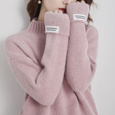 China Anti-wrinkle OEM&ODM Turtle Neck Plain Knit Winter Warm 100% Chenille Women Pullover Sweater for sale