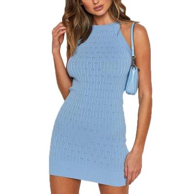 China Breathable Blue Sleeveless Sweater Plus Size Fashion Women Dresses Clothing Women Dress for sale