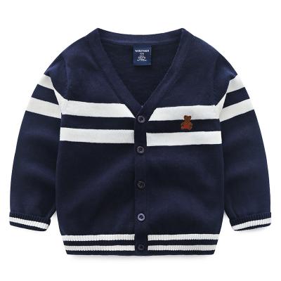 China Wholesale 100% Summer Style Cotton Baby Boy Anti-wrinkle Spring Striped Coat Embroidered Sweater Cardigan for sale