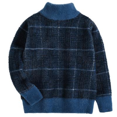 China Custom Anti-wrinkle Fashion Boy Jacquard Knit Mid Neck Mink Like Boy Sweater Pullover for sale