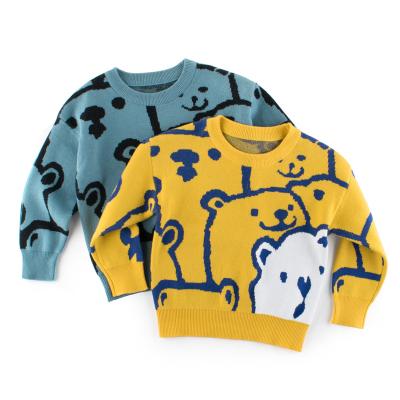 China Wholesale Customized Anti-wrinkle Design Cartoon Jacquard Knit Crewneck Boy Pullover Sweater for sale