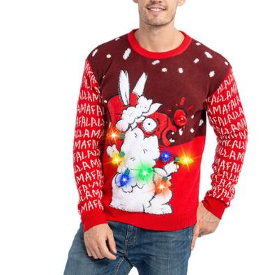 China Anti-wrinkle Unisex Adult Ugly Christmas Knit Sweater Jumper Men Led Christmas Sweaters for sale