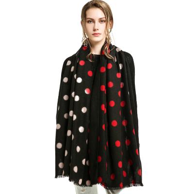 China Wholesale Acrylic Polka Dot Double Dot Colorful Women High Street Winter Sweater Scarf for sale