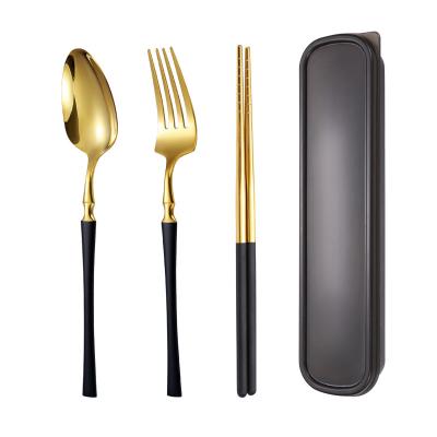 China New Design Sustainable Travel Portable Stainless Steel Flatware Set with Spoon Fork Chopsticks Set for sale