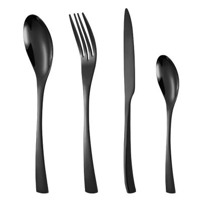 China Sustainable Wholesale 4pcs 18/0 Stainless Steel High Quality Gold And Black Cutlery Set for sale