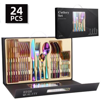 China Latest Design Sustainable New Arrival High Quality Stainless Steel Cutlery 24pcs Set With Box for sale