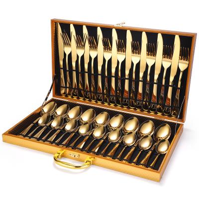 China Sustainable Factory Direct Sale 36pcs Stainless Steel Metal Gold Flatware Sets For 9 Person for sale