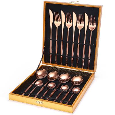 China 16 Viable Portuguese Stainless Steel Cutlery Pieces Set With Gold Gift Case Service For 4 Person for sale