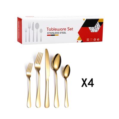 China Sustainable Hot Selling Amazon Flatware 20PCS Gold Plated Cutlery Set For 4 Person for sale