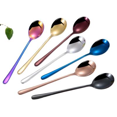 China Viable Hot Selling Colorful 304 Stainless Steel Spoon Korean Cutlery Spoon Set for sale