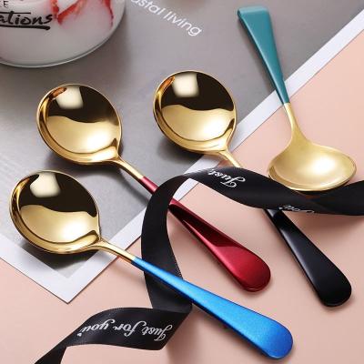 China Durable Heavy Spoon 18/10 Stainless Steel Gold Titanium And Color Paint Tablespoon for sale