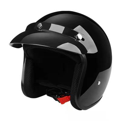 China Electric Bike/Motorcycle/Skate/Winter Customize Retro Open Face Motorcycle Helmets Half Face E-Bike Bars For Women Men ABS Motorcycle Black Durable Vintage Helmet for sale