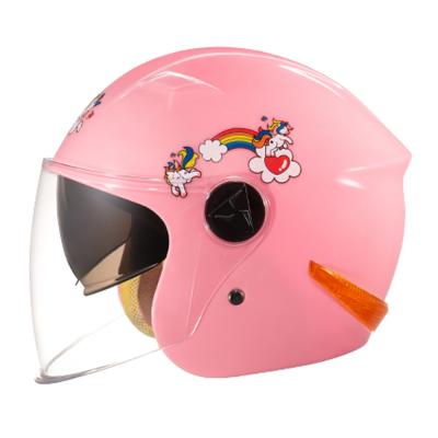 China Cute Half Helmets Bike/Motorcycle/Skate Motorcycle/Face E-Bike Winter Children Electric Fog Light Helmet Visor Bar For Girls Electric Motorcycle Motorbike Helmet for sale