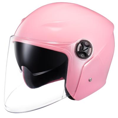 China Classic Electric Bike/Motorcycle/Skate Half Face Helmet/E-Bike Cascos Motocicleta Winter Sale Warm Dual Bar Fog Sun Shield For Ladies Pink Electric Motorcycle Helmets for sale