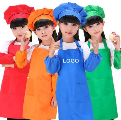 China Eco-frienly Custom Logo Kids Pocket Kitchen Cooking Painting Painting Cooking Art Bib Plain Apron For Kids for sale