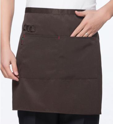 China Custom Eco-frienly Half Waist Apron Hotel Waiter Polyester Restaurant Aprons With Pockets for sale