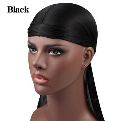 China Muti-function Women Hair Accessories Durags Silk Hip Hop Durags For Men Tails Long For 360 Waves Du-Rags Solid Headwraps for sale