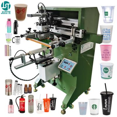 China Glass Bottle Silk Screen Printing Machine Manual Small Semi Automatic Servo Cylindrical Cup Screen Printer For Round Jar for sale