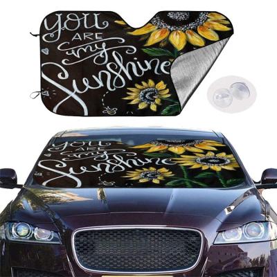 China Full Anti-UV Ray Printing Car Front Windshield Sun Shade Visor Protector for sale