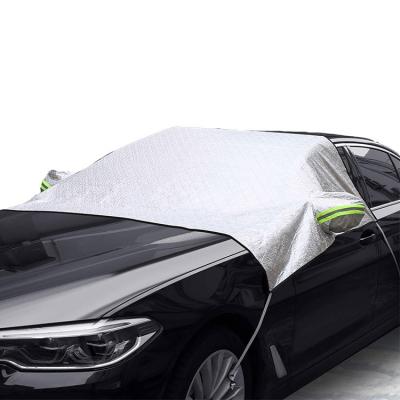 China Waterproof 3 Layer Elastic Strap Fasten Car Windshield Sun Shade Windshield Cover Snow for sale